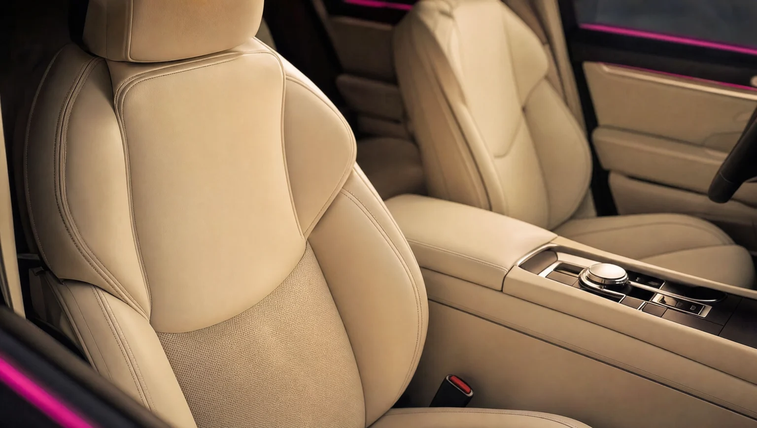 Illustrative studio view of a clean leather cabin
